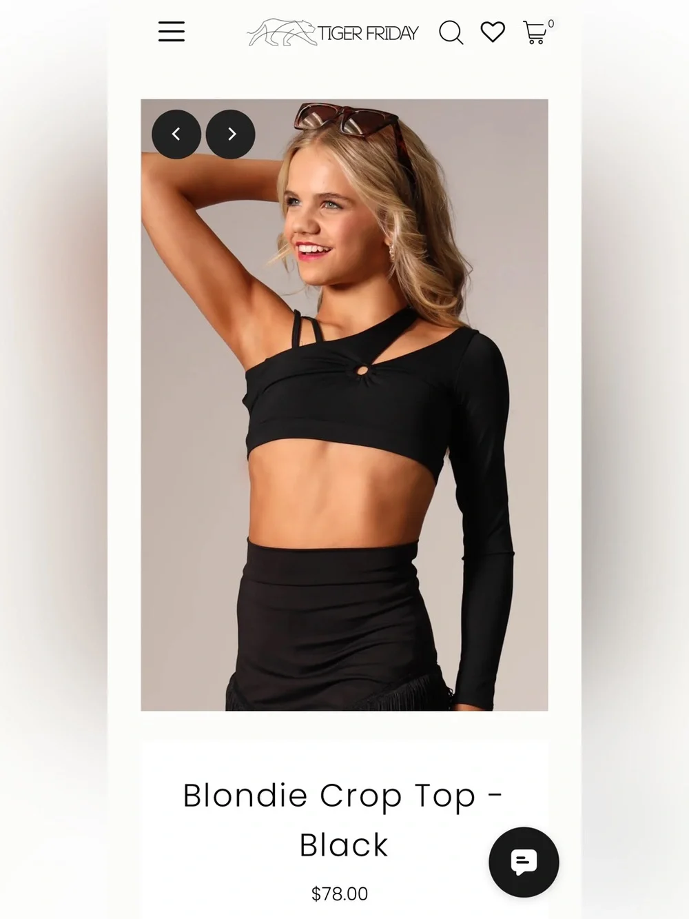 Tiger Friday Blondie Crop Top Black One-Shoulder Cutout size girls medium